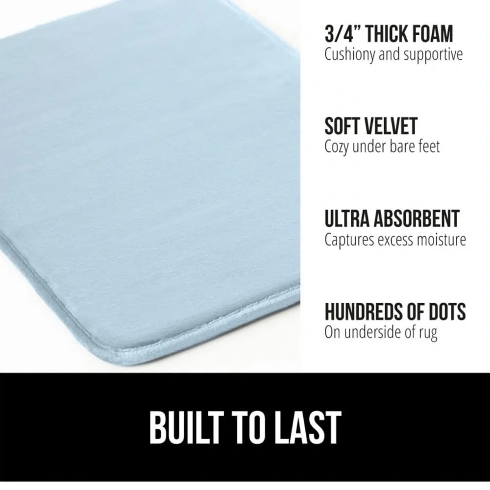 Gorilla Grip Thick Memory Foam Bath Rugs Soft Absorbent Velvet Bathroom Mat Used